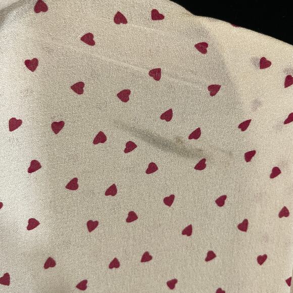 Joseph French Designer Heart Spot Leya Blouse Silk Ecru Berry Mock Neck 38 6 - Picture 7 of 7